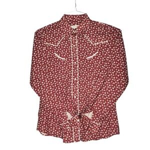 Roper Women's M‎ Red Floral Long Sleeve Western Snap Shirt Casual
